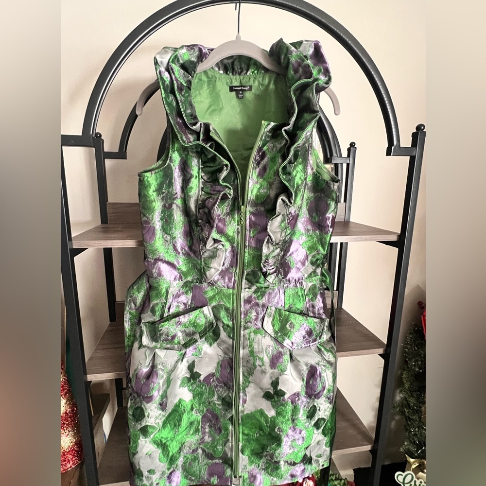 Samuel Dong spring belted, front zipper, with pockets cocktail dress size M